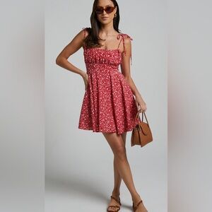 SHOWPO Strappy Slip  Mini Dress Red Floral Print